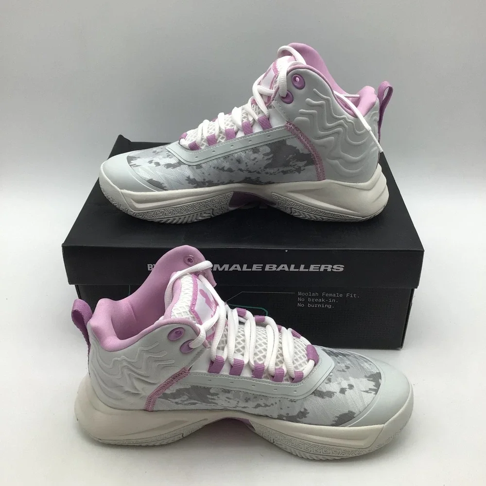 Moolah Kicks Press Break v2 Youth Size 6.5 Basketball Shoes Grey Purple NEW